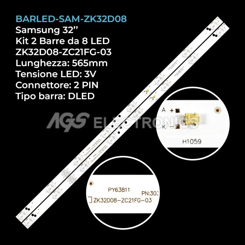 kit 2 barre LED retroilluminazione per Proscan 32 pollici modello CN32XB820