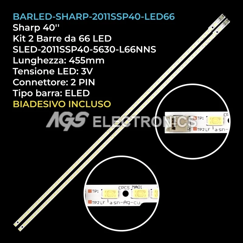kit 2 barre LED retroilluminazione per Sharp 40 pollici modello GK0362ZA