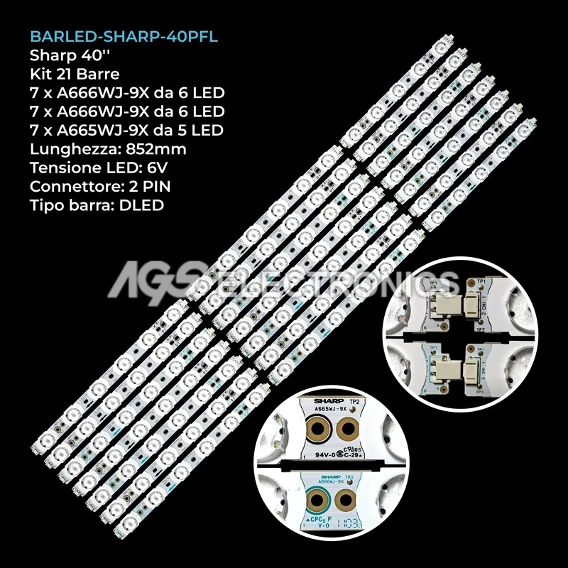 kit 21 barre LED retroilluminazione per Sharp 40 pollici modello LC40LE700E
