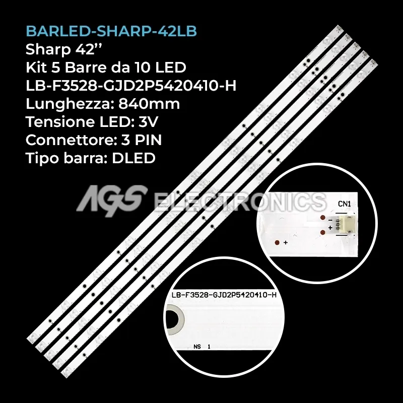 kit 5 barre LED retroilluminazione per Sharp 42 pollici modello LC42LD264