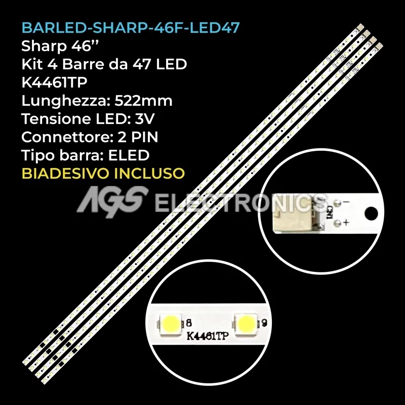 kit 4 barre LED retroilluminazione per Sharp 46 pollici modello LC46LE820UN