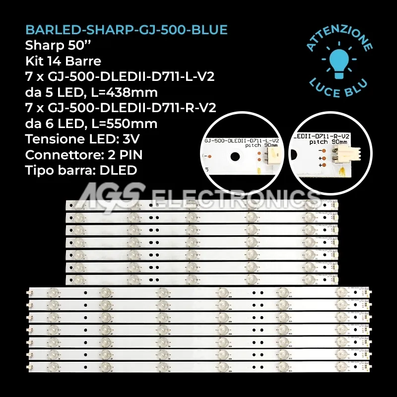 kit 14 barre LED retroilluminazione per Sharp 50 pollici modello LC50LB150U