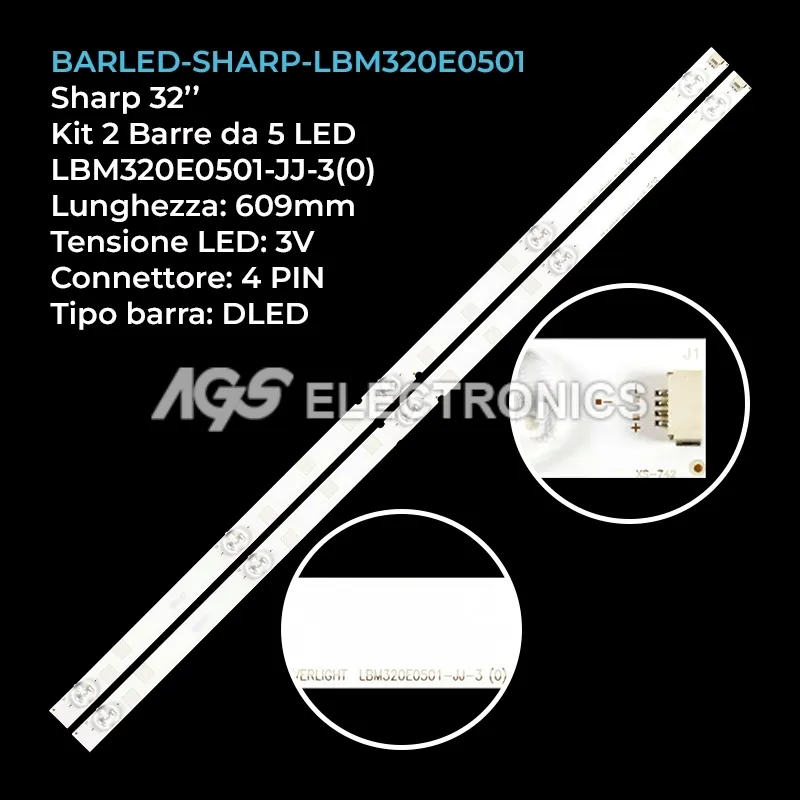 kit 2 barre LED retroilluminazione per Sharp 32 pollici modello LC32SA4200X