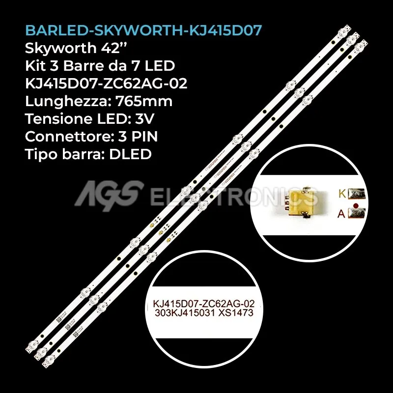 kit 3 barre LED retroilluminazione per Metz 42 pollici modello 42MTC6000
