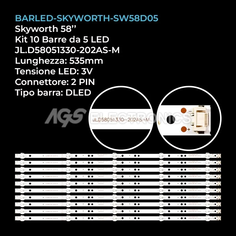 kit 10 barre LED retroilluminazione per Skyworth 58 pollici modello 58K5D