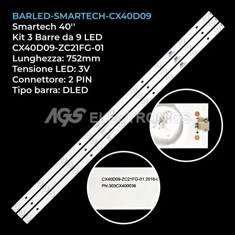 kit 3 barre LED retroilluminazione per Smartech 40 pollici modello LE4019N