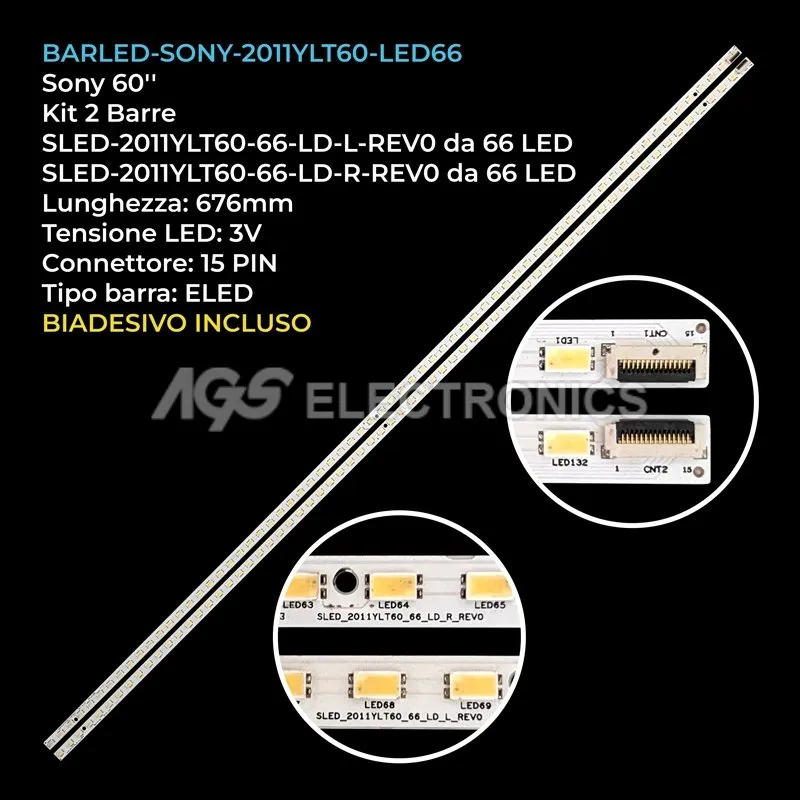 kit 2 barre LED retroilluminazione per Sony 60 pollici modello KDL60NX720