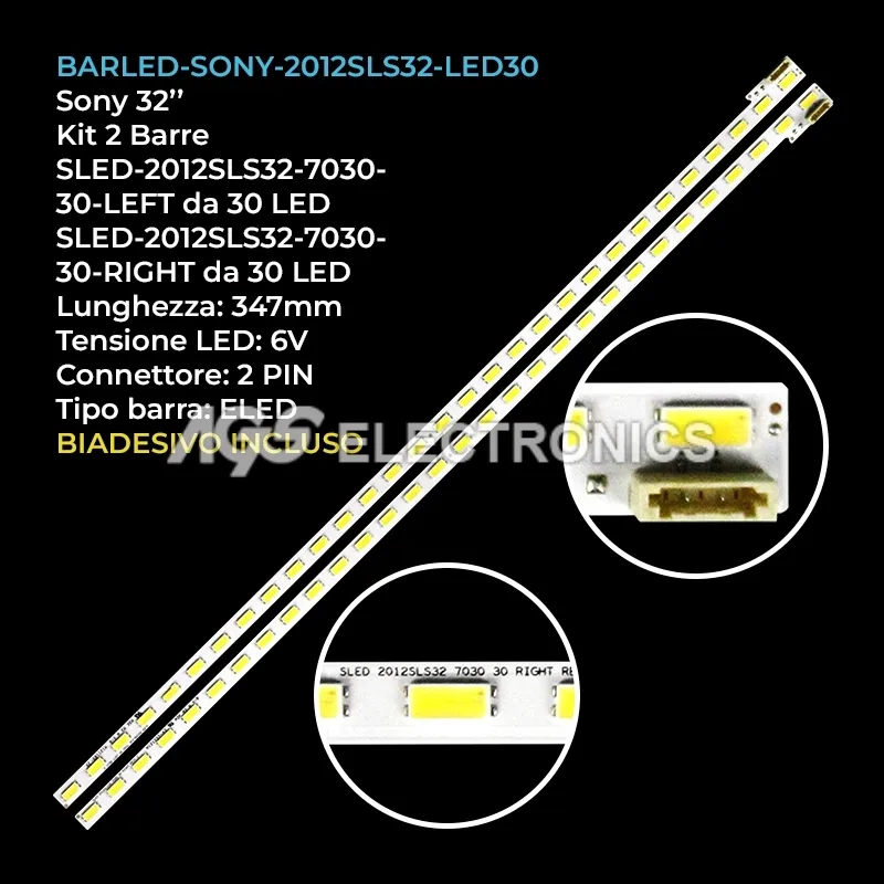 kit 2 barre LED retroilluminazione per Sony 32 pollici modello KDL32EX650