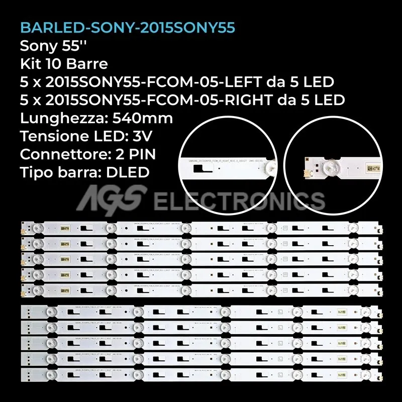 kit 10 barre LED retroilluminazione per Sony 55 pollici modello TS6S550CNG025