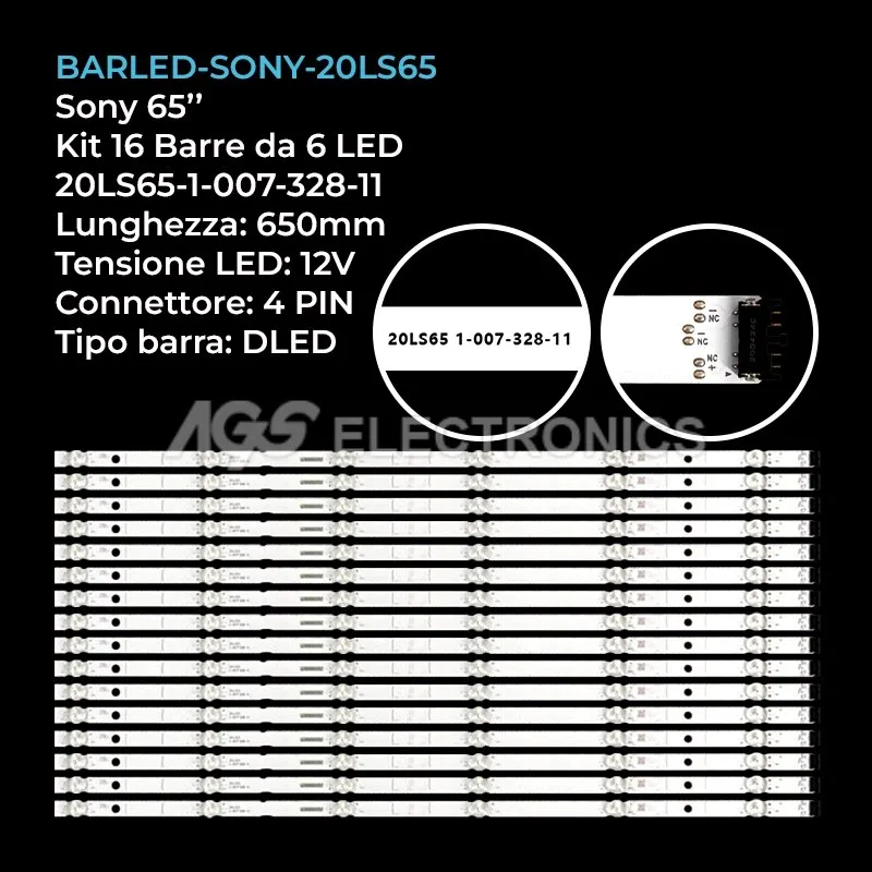 kit 16 barre LED retroilluminazione per Sony 65 pollici modello XR65X92J