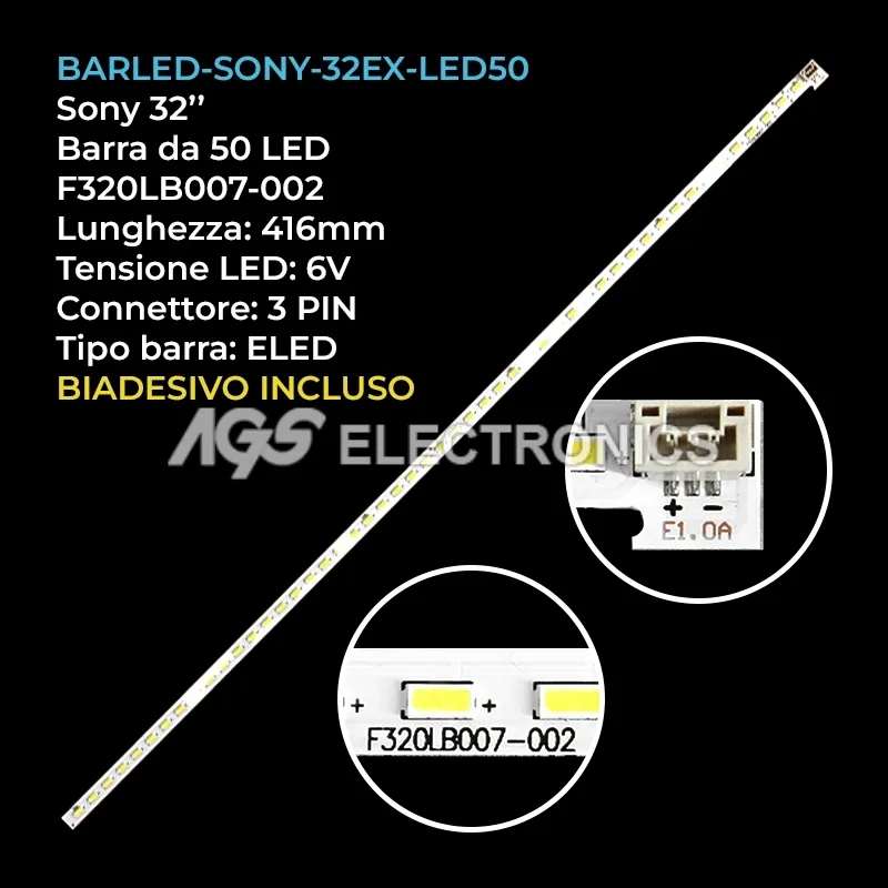 kit 1 barre LED retroilluminazione per Sony 32 pollici modello V320BJ8PE1