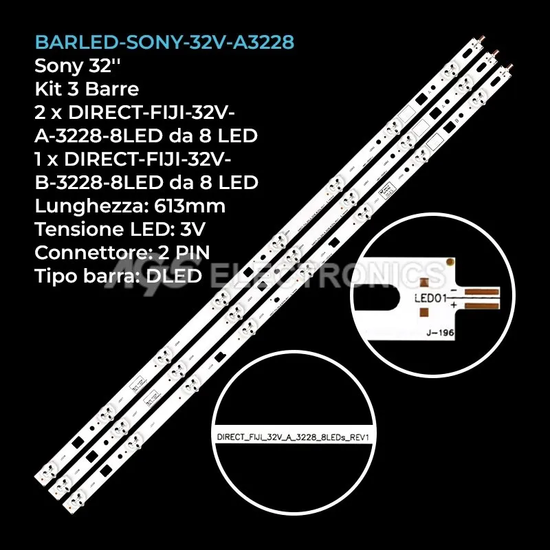 kit 3 barre LED retroilluminazione per Sony 32 pollici modello LC320DXJSFA9