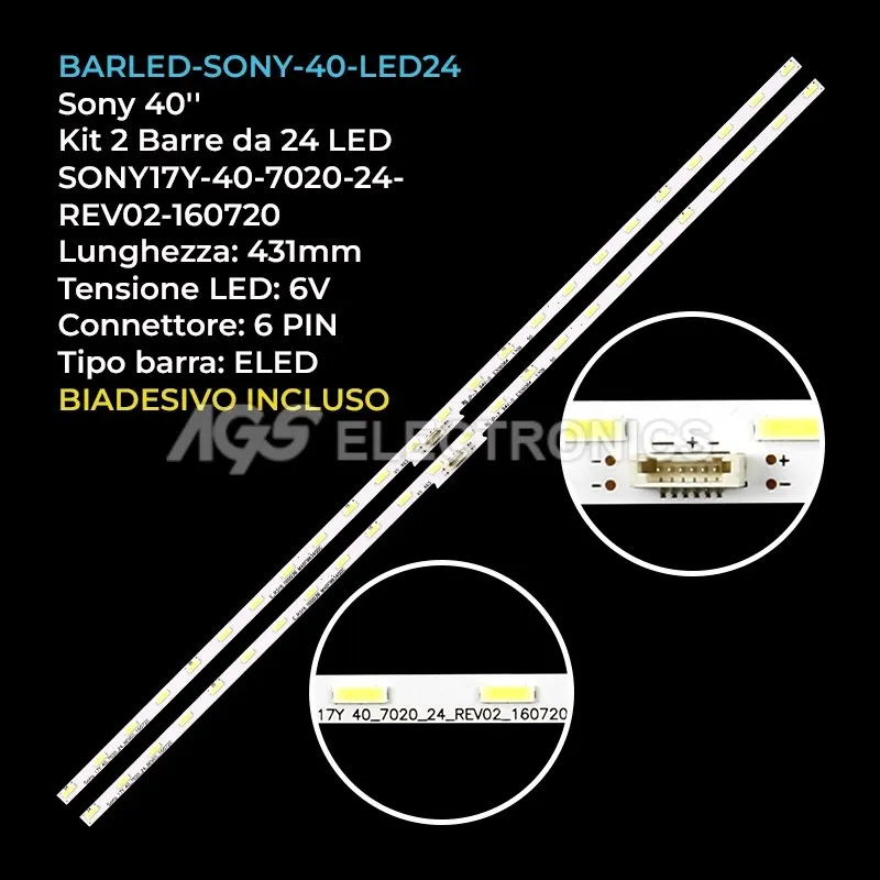 kit 2 barre LED retroilluminazione per Sony 40 pollici modello KDL40WE660