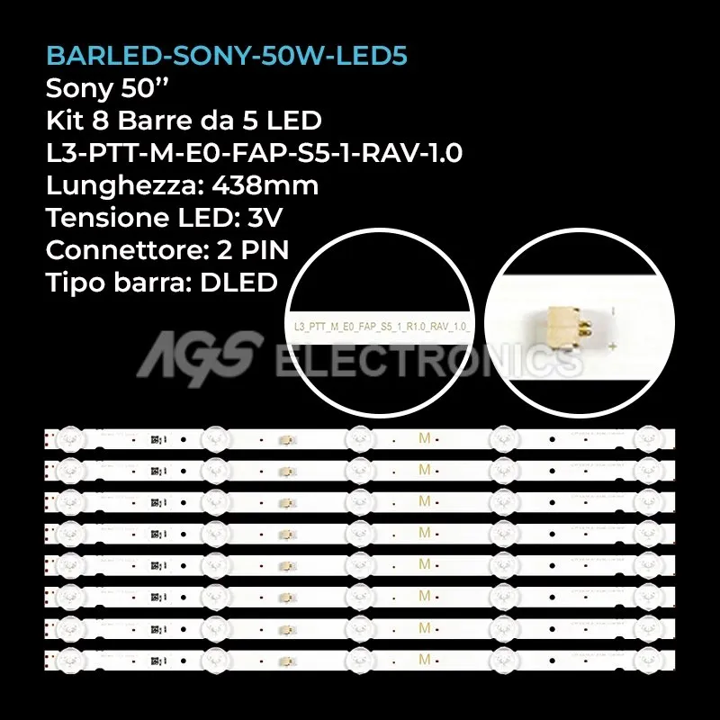 kit 8 barre LED retroilluminazione per Sony 50 pollici modello KDL50W665F