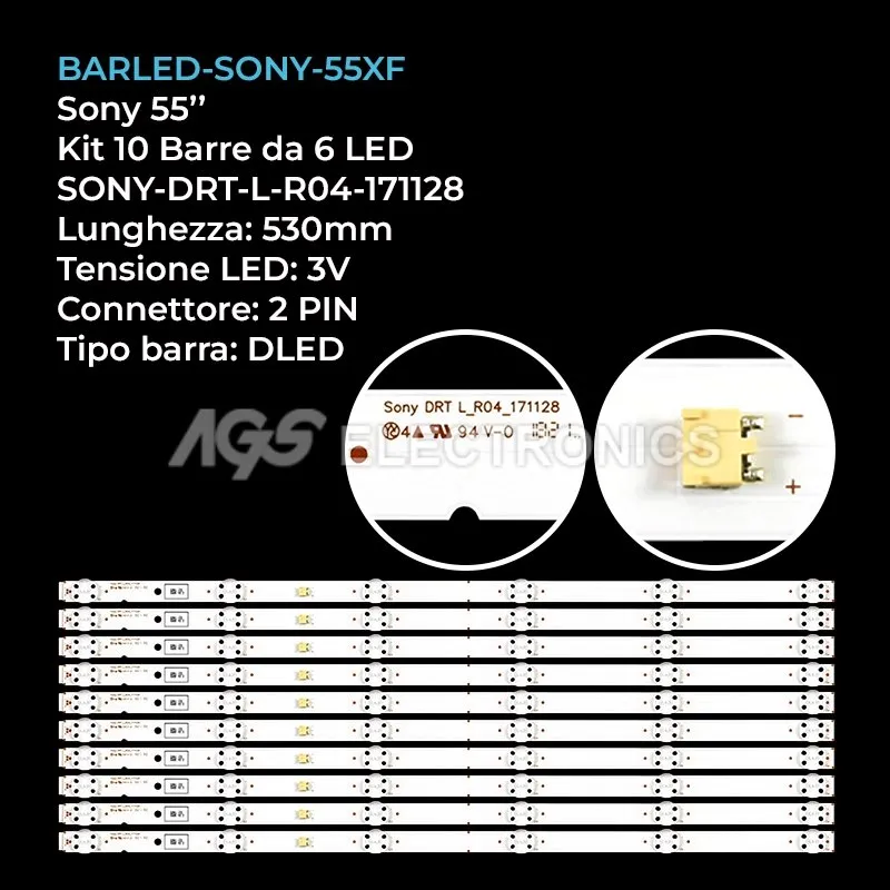 kit 10 barre LED retroilluminazione per Sony 55 pollici modello KD55XG7002