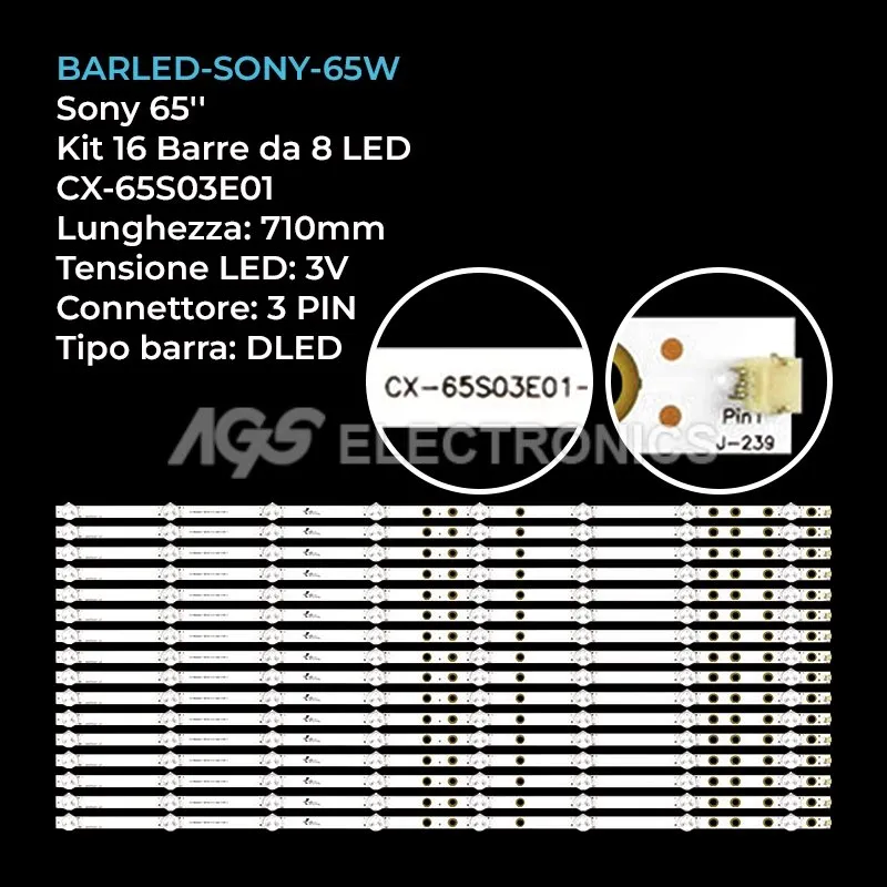 kit 16 barre LED retroilluminazione per Sony 65 pollici modello KDL65W855C