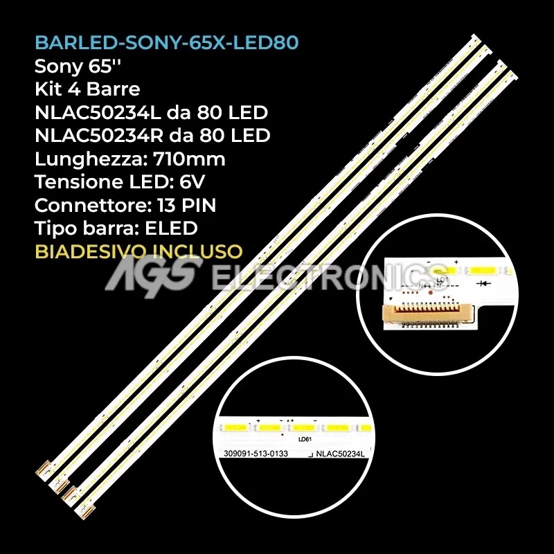 kit 4 barre LED retroilluminazione per Sony 65 pollici modello XBR65X900A