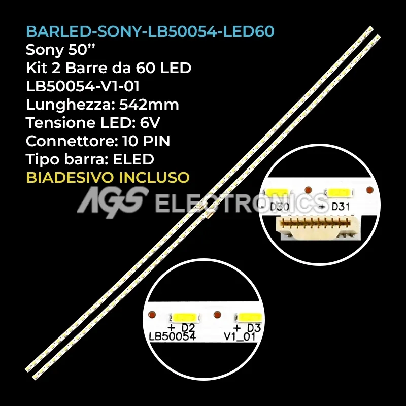 kit 2 barre LED retroilluminazione per Sony 50 pollici modello KD50SD8005