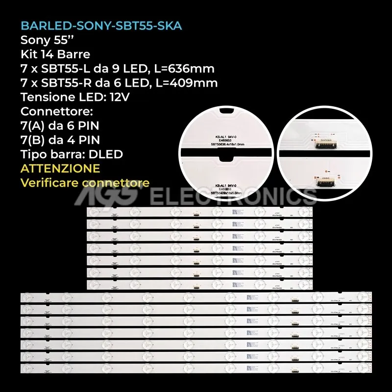 kit 14 barre LED retroilluminazione per Sony 55 pollici modello A2187580A