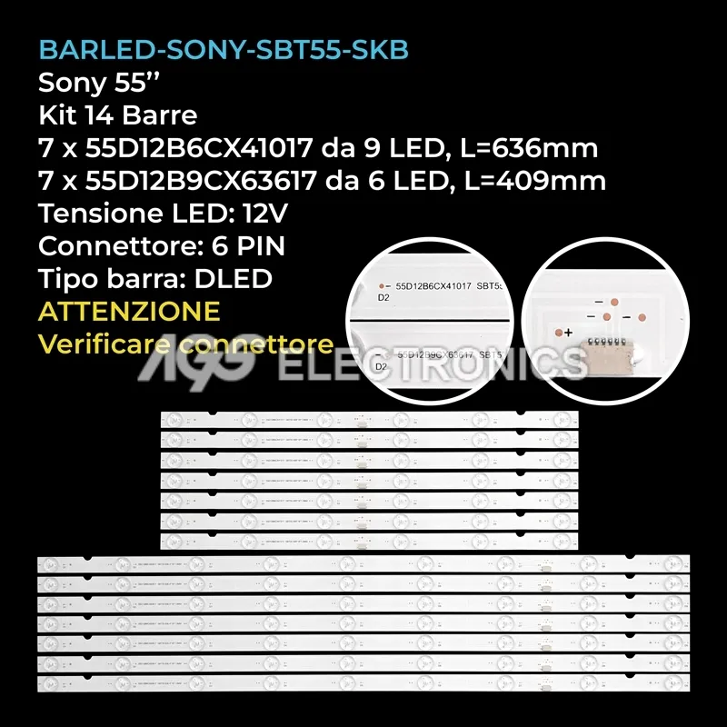kit 14 barre LED retroilluminazione per Sony 55 pollici modello KD55XE9005