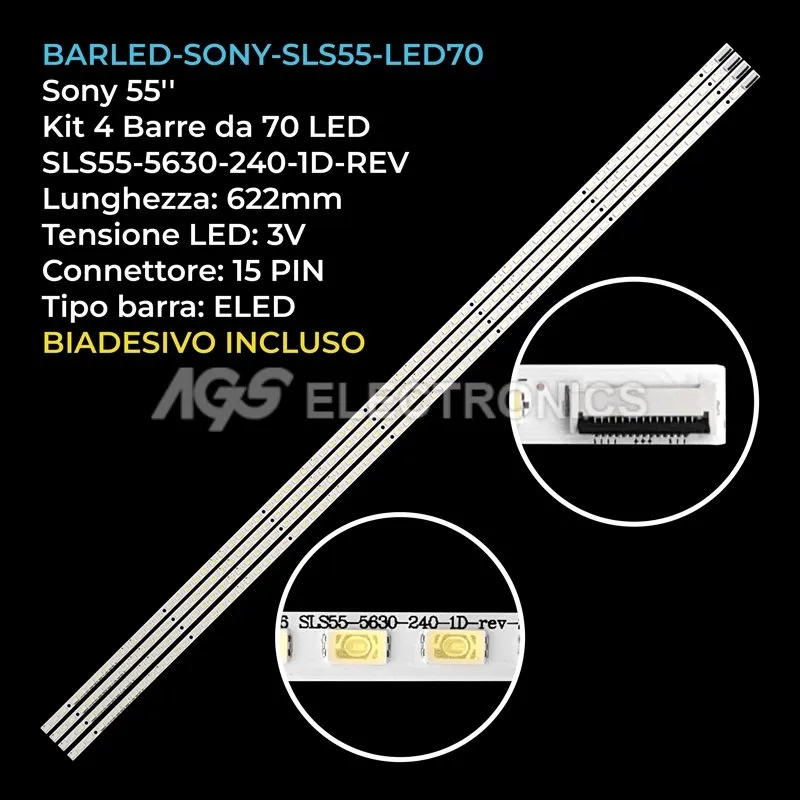 kit 4 barre LED retroilluminazione per Sony 55 pollici modello KDL55EX710