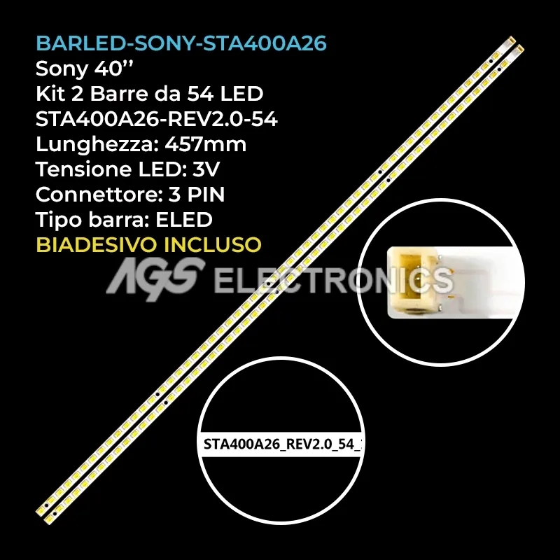 kit 2 barre LED retroilluminazione per Sony 40 pollici modello T400HW04V1