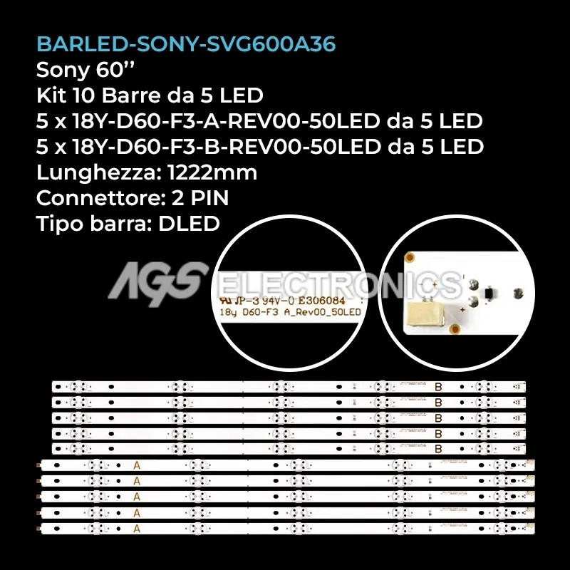 kit 10 barre LED retroilluminazione per Sony 60 pollici modello KD60X6700E