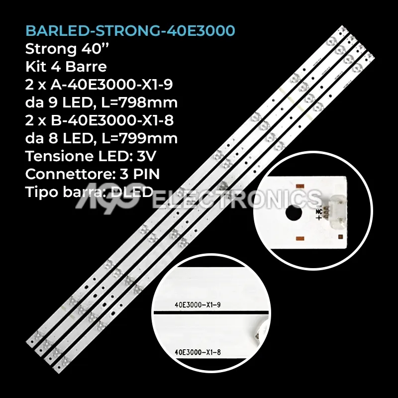 kit 4 barre LED retroilluminazione per Strong 40 pollici modello SRT40FX4003