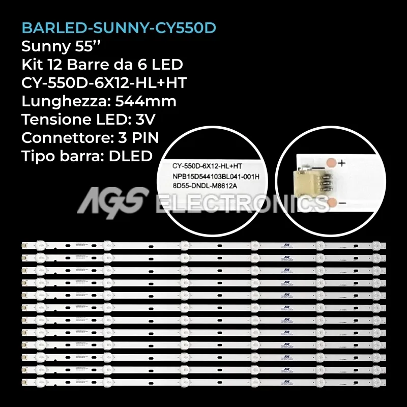 kit 12 barre LED retroilluminazione per Arielli 55 pollici modello X17045
