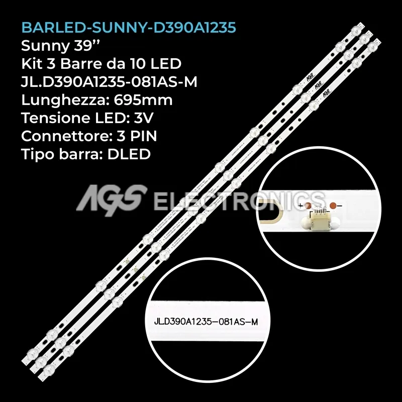 kit 3 barre LED retroilluminazione per Innolux 39 pollici modello V400HJ6PE1