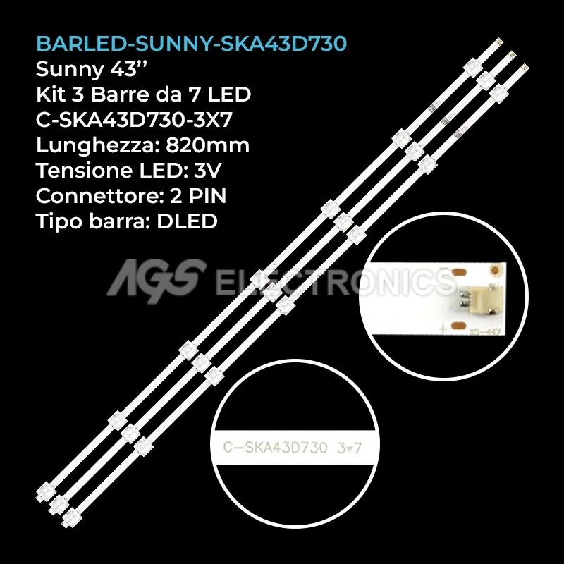 kit 3 barre LED retroilluminazione per LG 43 pollici pannello LC430DUYSHP1
