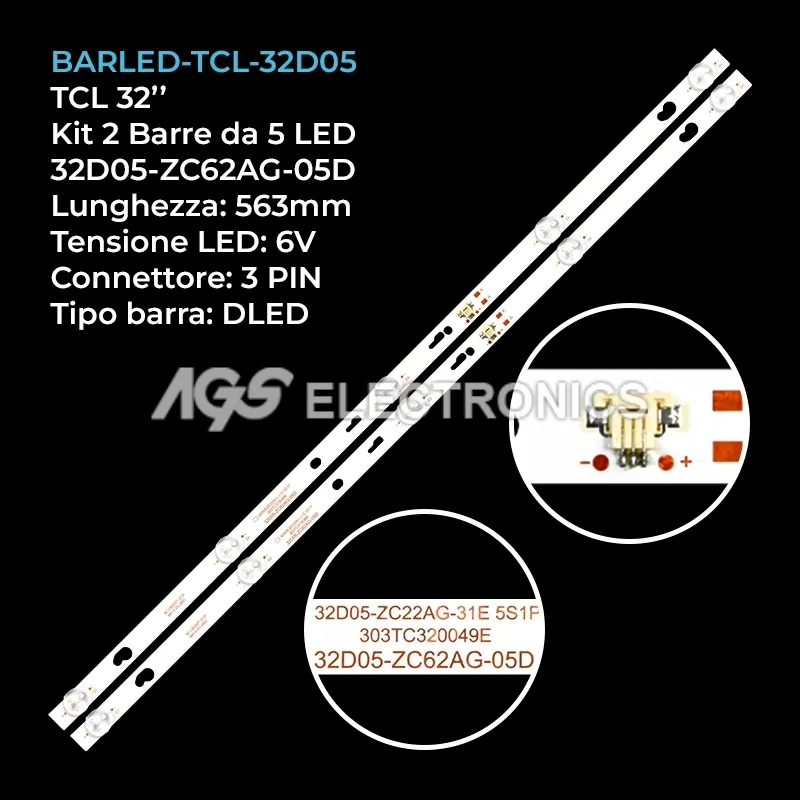 kit 2 barre LED retroilluminazione per Xiaomi 32 pollici modello L32M5EC