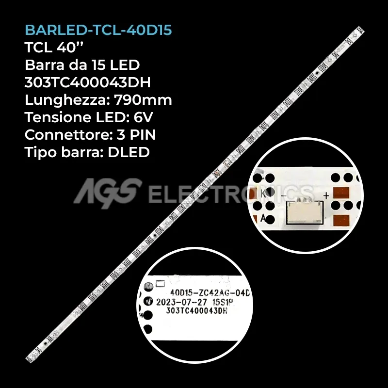 kit 1 barre LED retroilluminazione per TCL 40 pollici modello 40S6500A