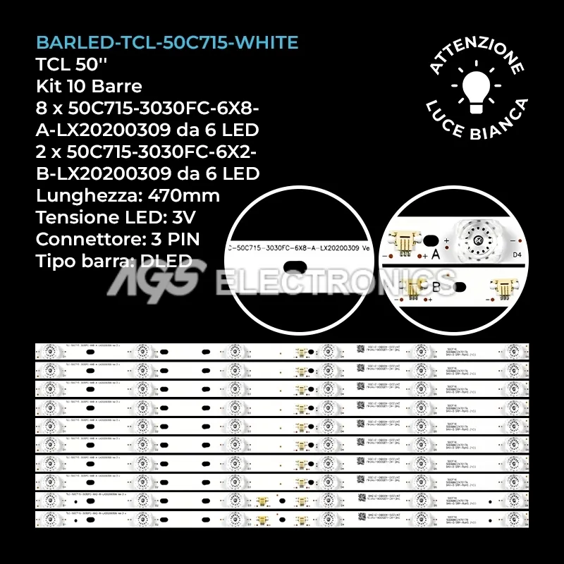 kit 10 barre LED retroilluminazione per TCL 50 pollici modello 50C711