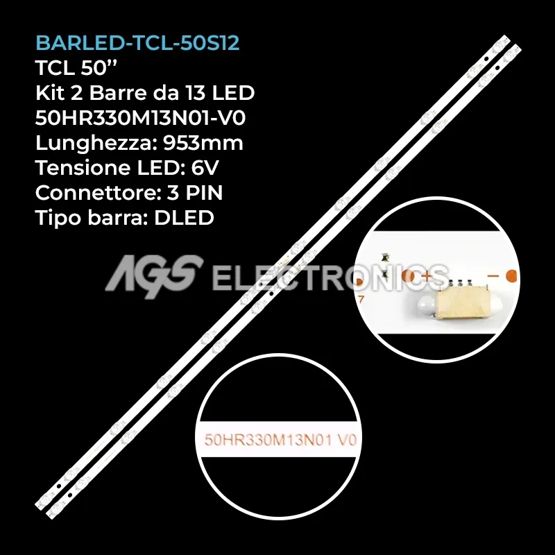 kit 2 barre LED retroilluminazione per TCL 50 pollici modello 50V8E