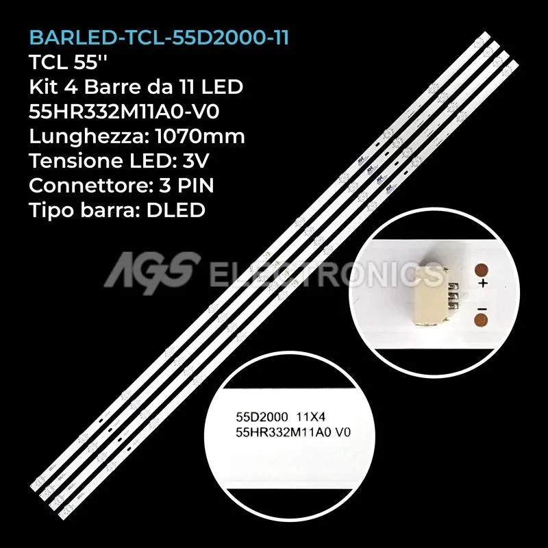 kit 4 barre LED retroilluminazione per Insigna 55 pollici modello 55UN70006LAQEUQ