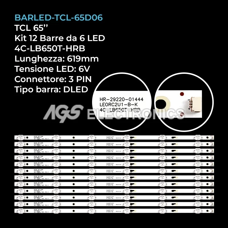 kit 72 barre LED retroilluminazione per Strong 65 pollici modello SRT65UA6203