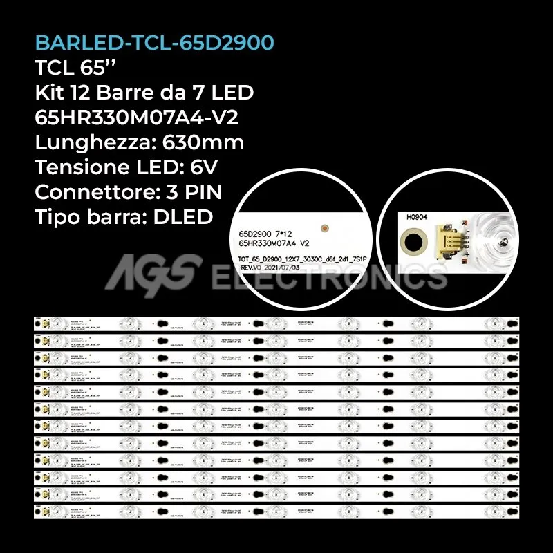 kit 12 barre LED retroilluminazione per TCL 65 pollici modello 65S405