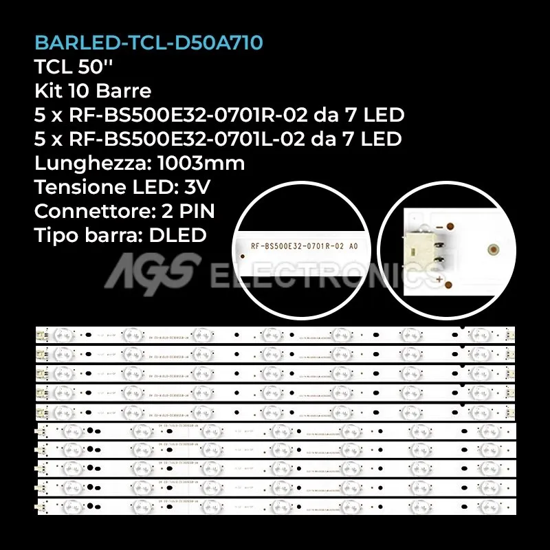 kit 10 barre LED retroilluminazione per Saba 50 pollici modello LE50PV14