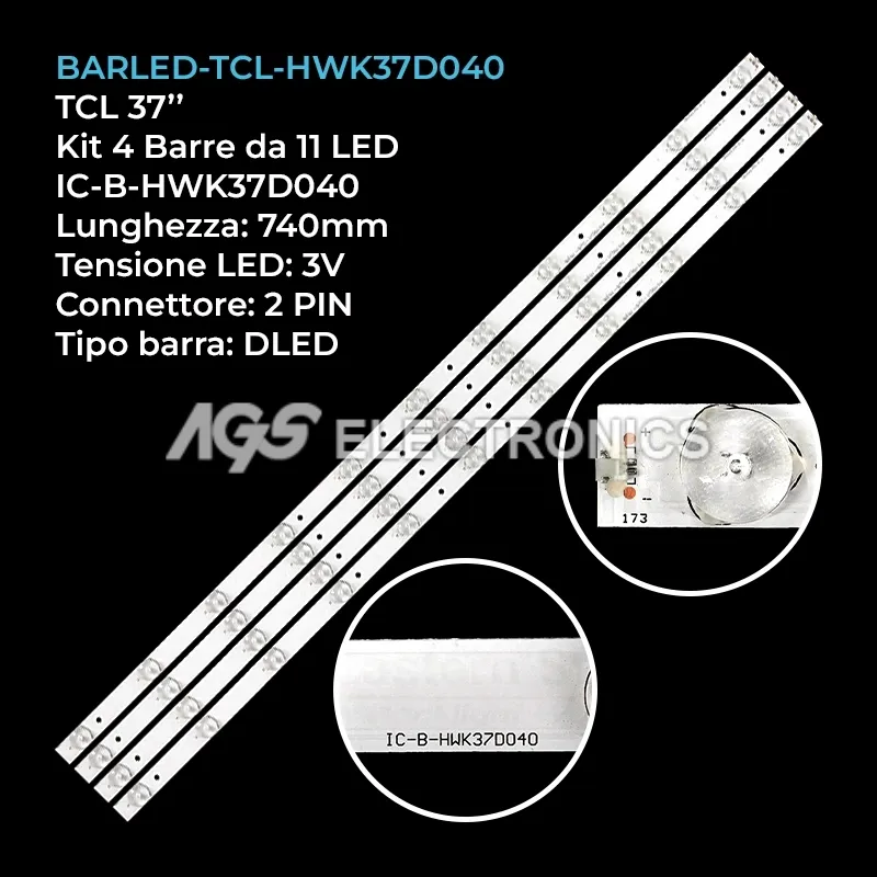 kit 4 barre LED retroilluminazione per TCL 37 pollici modello LE37D8810