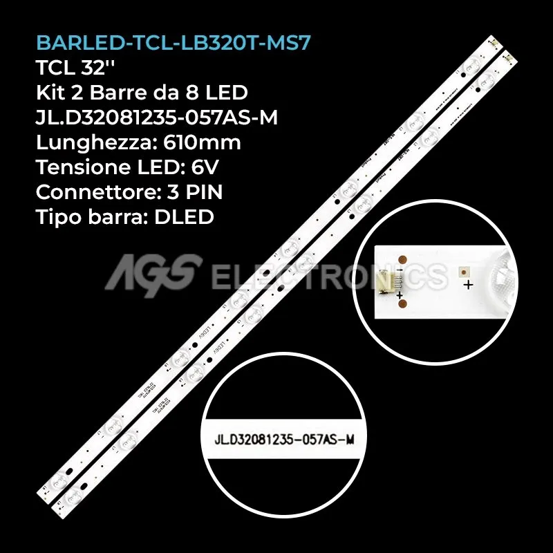 kit 2 barre LED retroilluminazione per Thomson 32 pollici modello 32HA3103