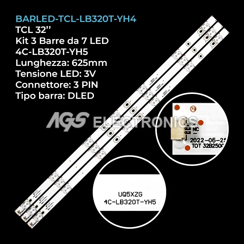 kit 3 barre LED retroilluminazione per Lehua 32 pollici modello LED32C810