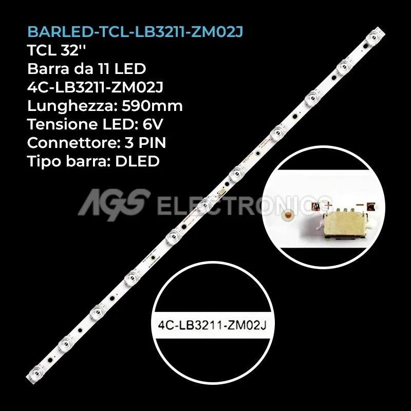 kit 1 barre LED retroilluminazione per TCL 32 pollici modello 32DS520X1