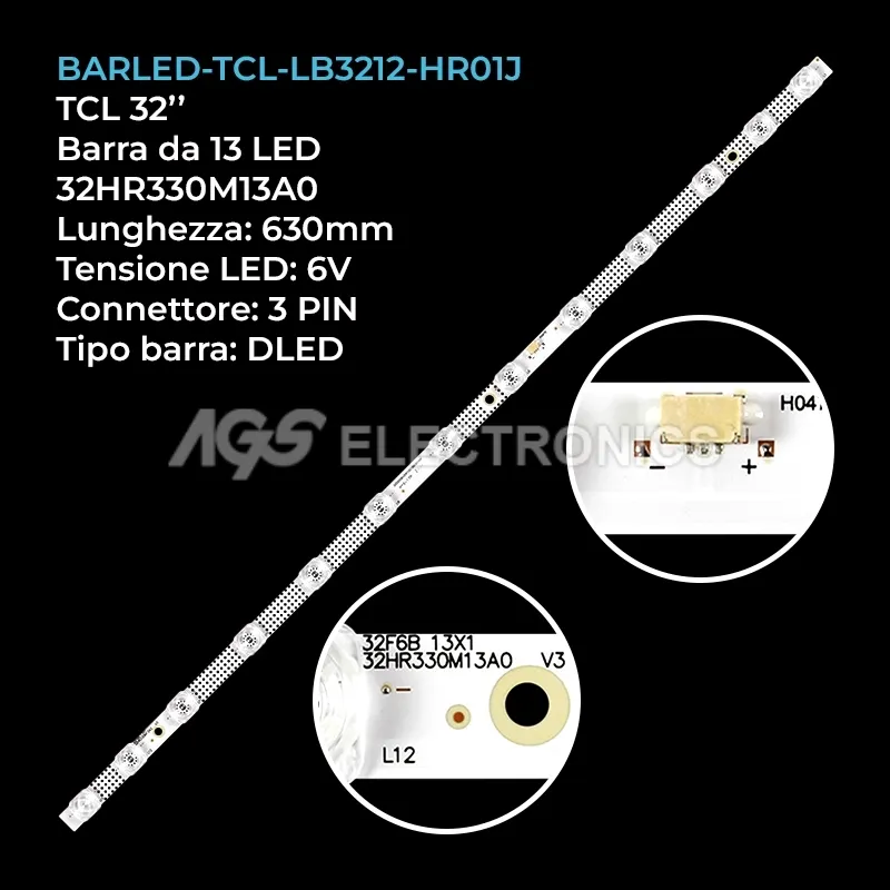kit 1 barre LED retroilluminazione per TCL 32 pollici modello 32V6H