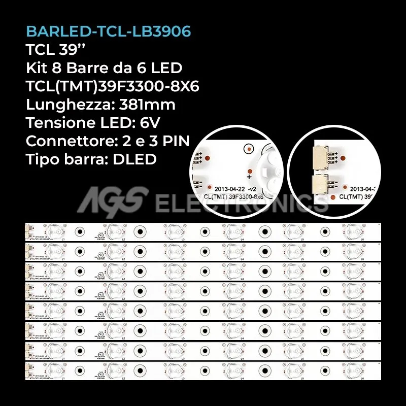 kit 8 barre LED retroilluminazione per Thomson 39 pollici modello 39FU3253C