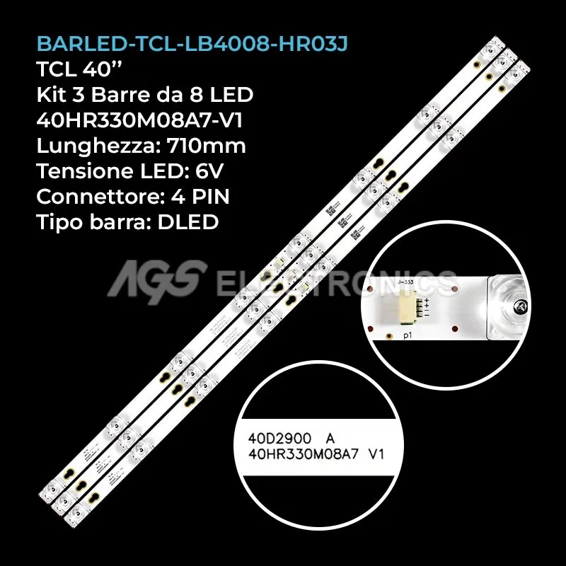 kit 3 barre LED retroilluminazione per Thomson 40 pollici modello 40FC3201