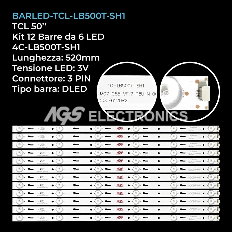 kit 12 barre LED retroilluminazione per TCL 50 pollici modello DRH15000
