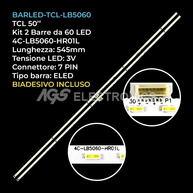 kit 2 barre LED retroilluminazione per TCL 50 pollici modello 50A860U
