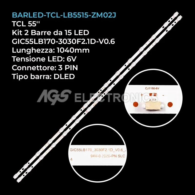 kit 2 barre LED retroilluminazione per Thomson 55 pollici modello 55UG6430