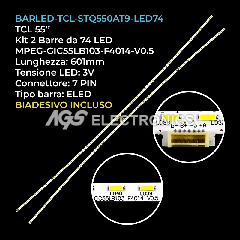 kit 2 barre LED retroilluminazione per TCL 55 pollici modello 55P5H